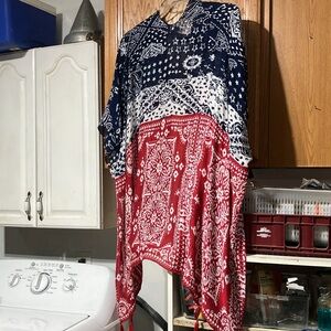 QUAGGA “Patriotic” Red, White, & Blue Kaftan/Swimsuit Coverup One Size Fits All
